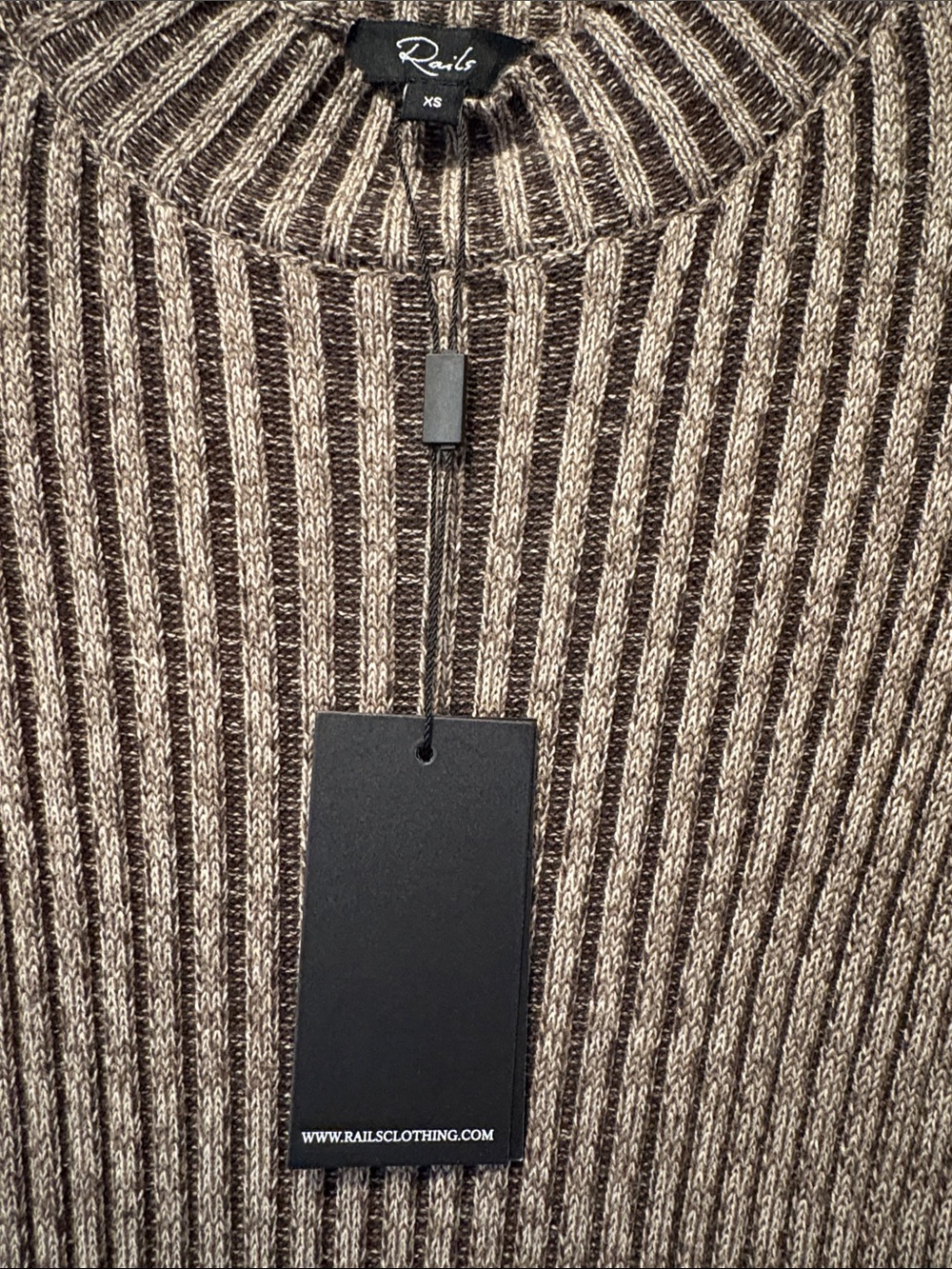 Rails Ribbed Long Sleeve Midi Dress - Taupe and Brown - Picture 10 of 16